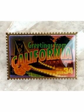 (VTG NOS) USPS • 2002 Greetings From California 34¢ Stamp Collectible Enamel Pin